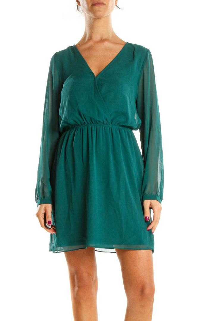 Green Solid Day Fit & Flare Dress