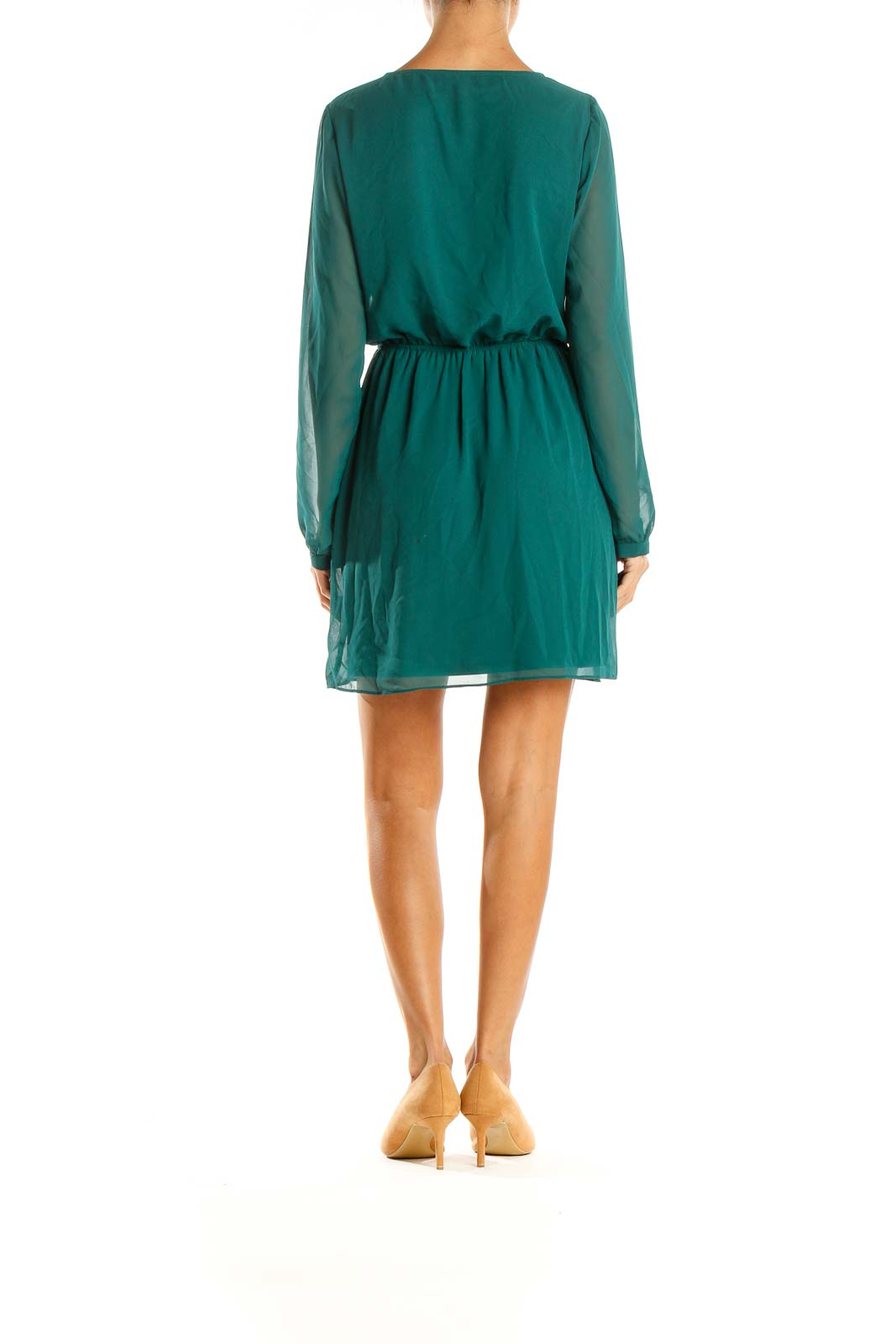 Green Solid Day Fit & Flare Dress