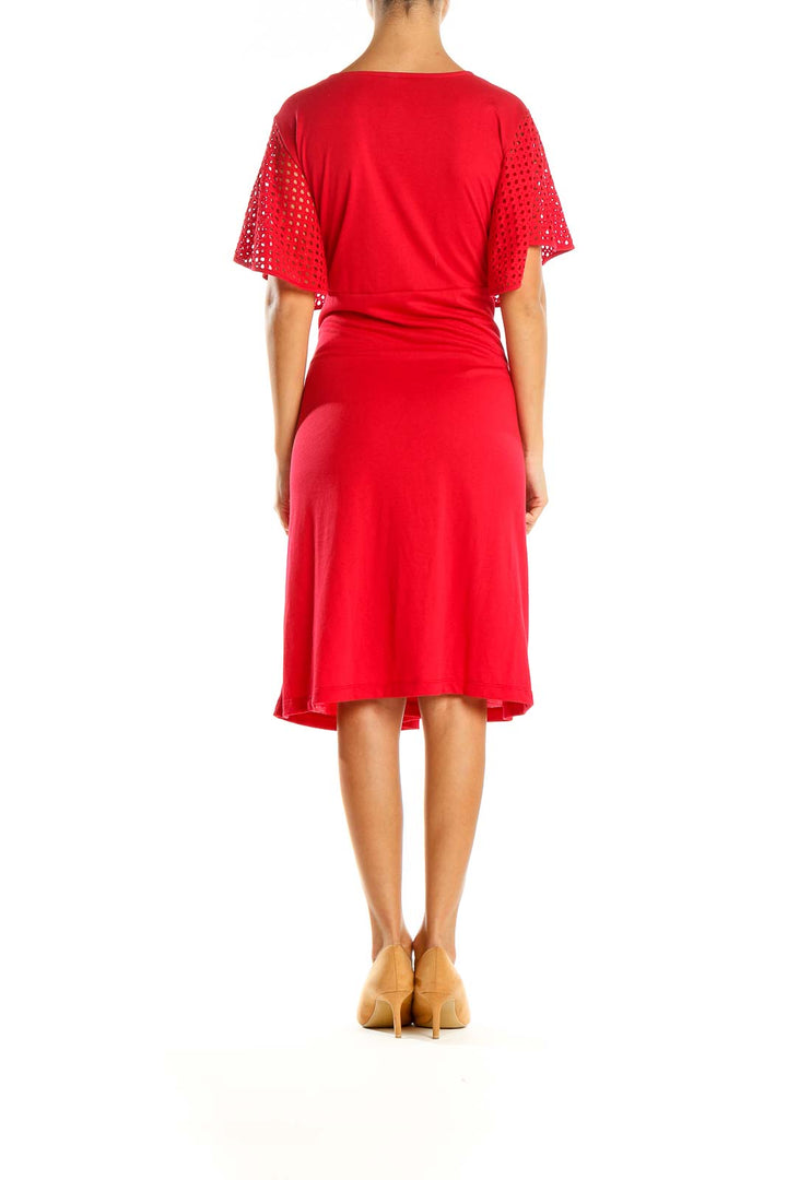 Red Solid Day Fit & Flare Dress