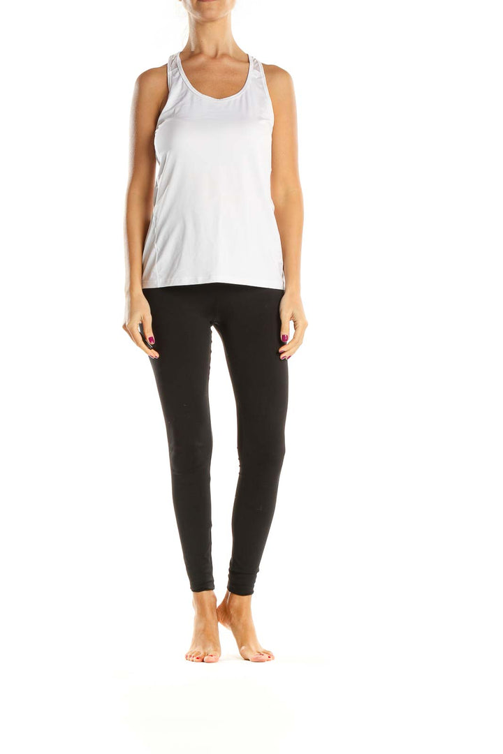 White Solid Activewear Tank Top