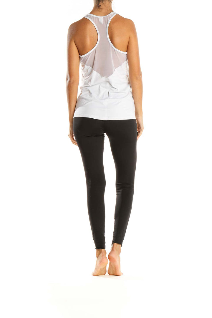 White Solid Activewear Tank Top