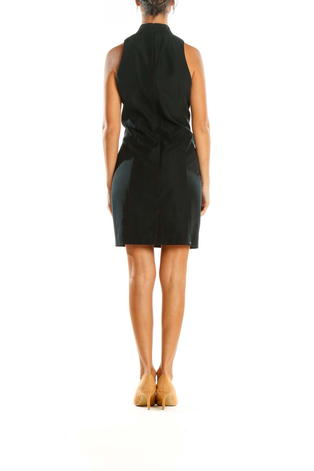 Black Solid Classic Sheath Dress