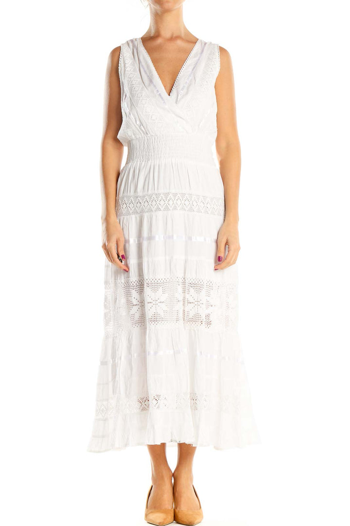 White Lace Holiday Column Dress