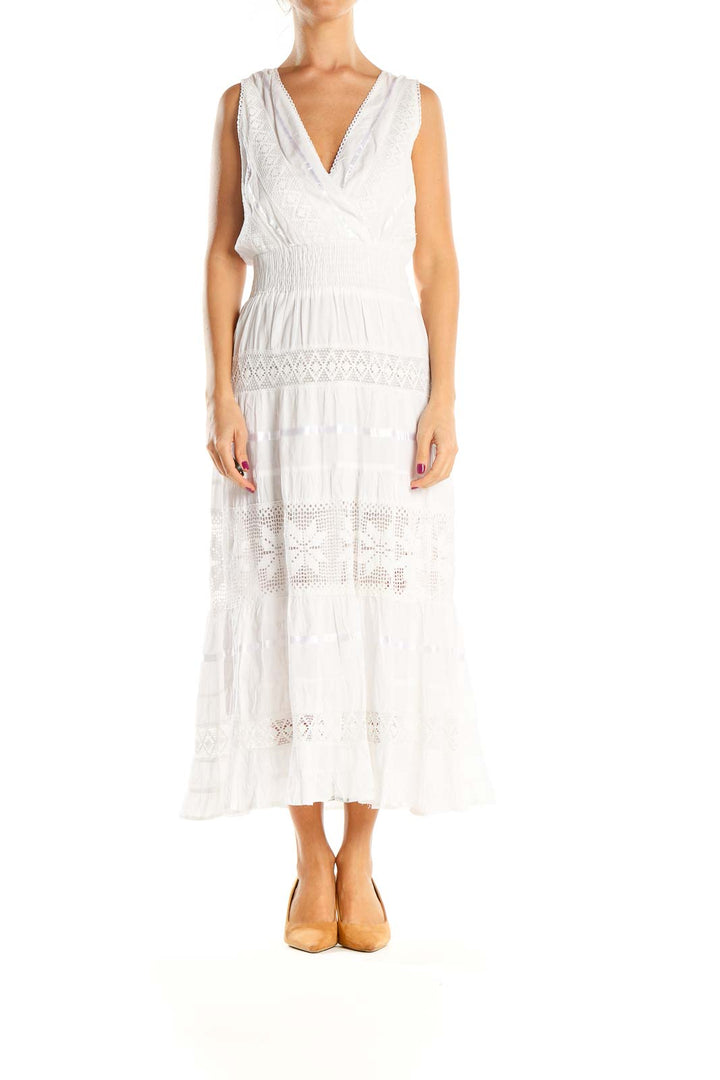 White Lace Holiday Column Dress