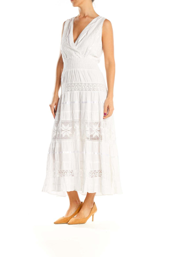 White Lace Holiday Column Dress