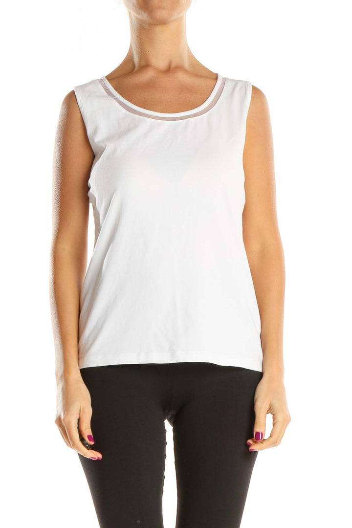 White Solid All Day Wear Tank Top