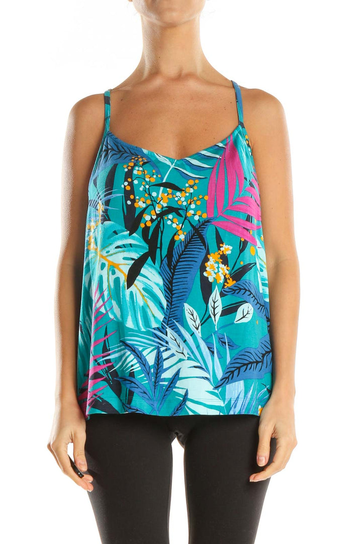 Blue Tropical Print Holiday Top