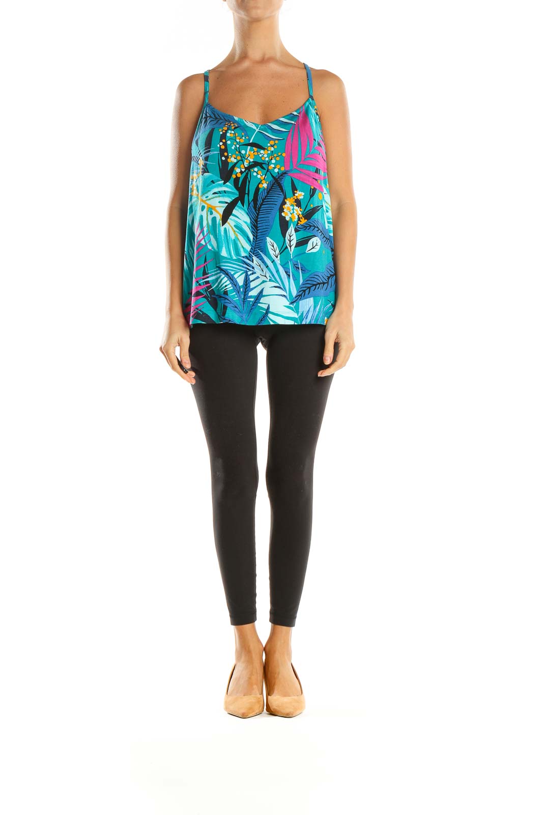 Blue Tropical Print Holiday Top