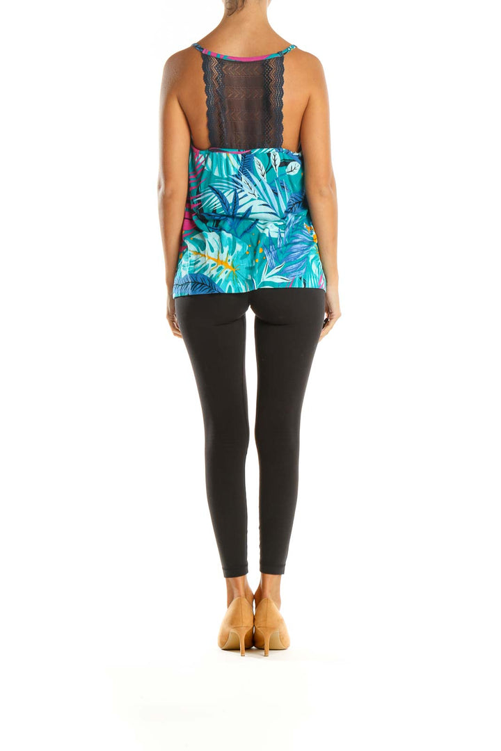 Blue Tropical Print Holiday Top