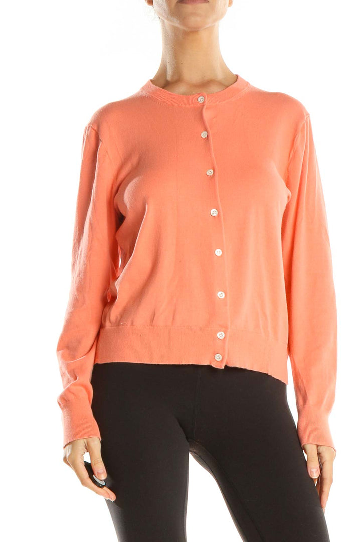 Orange Solid Classic Sweater