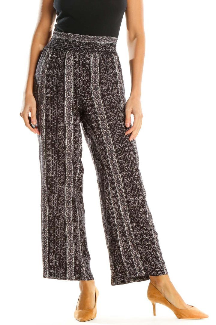 Purple Printed Bohemian Palazzo Pants