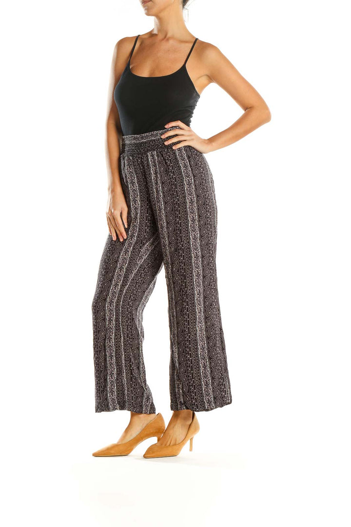 Purple Printed Bohemian Palazzo Pants