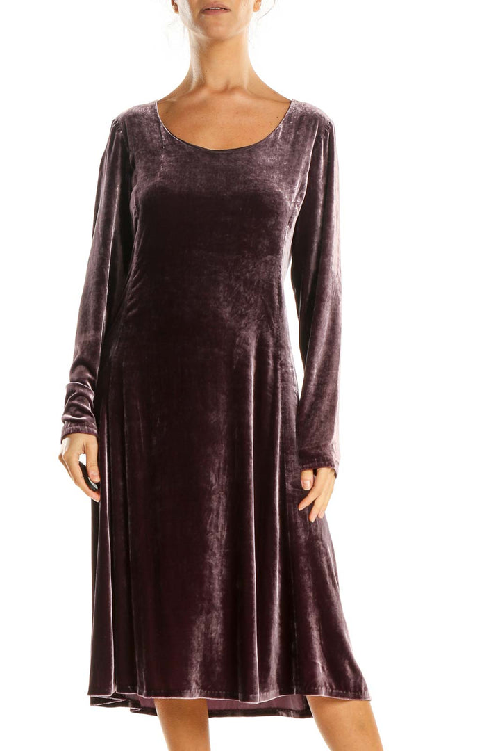 Purple Velour Cocktail Fit & Flare Dress