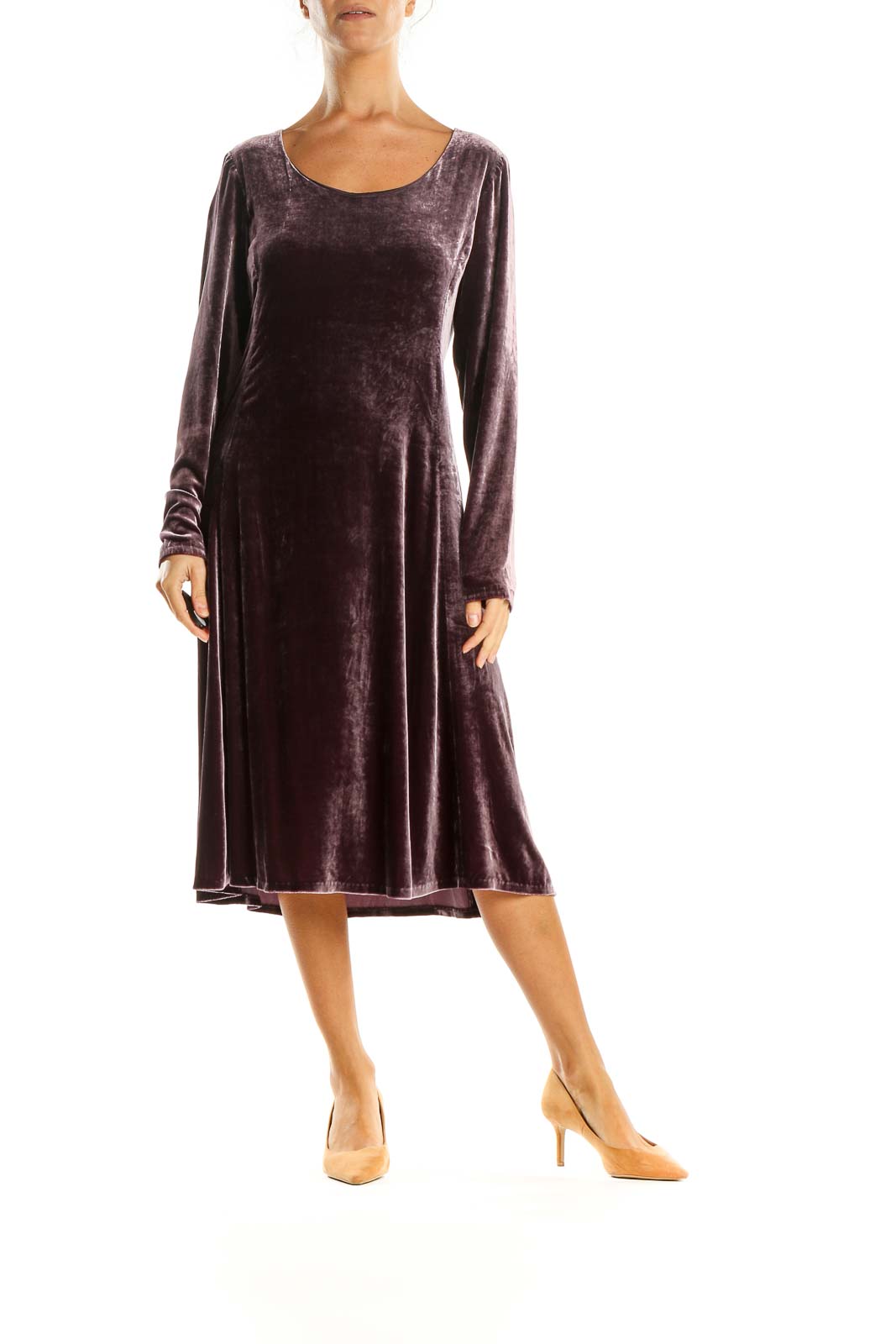 Purple Velour Cocktail Fit & Flare Dress