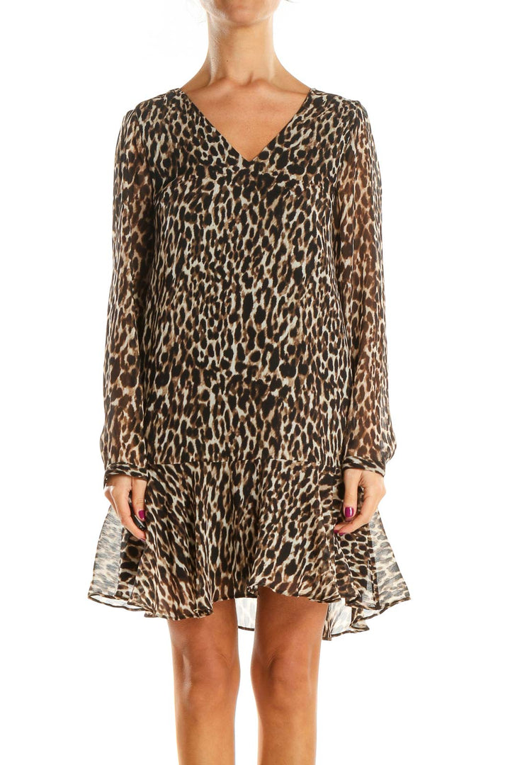 Black Animal Print Day Shift Dress