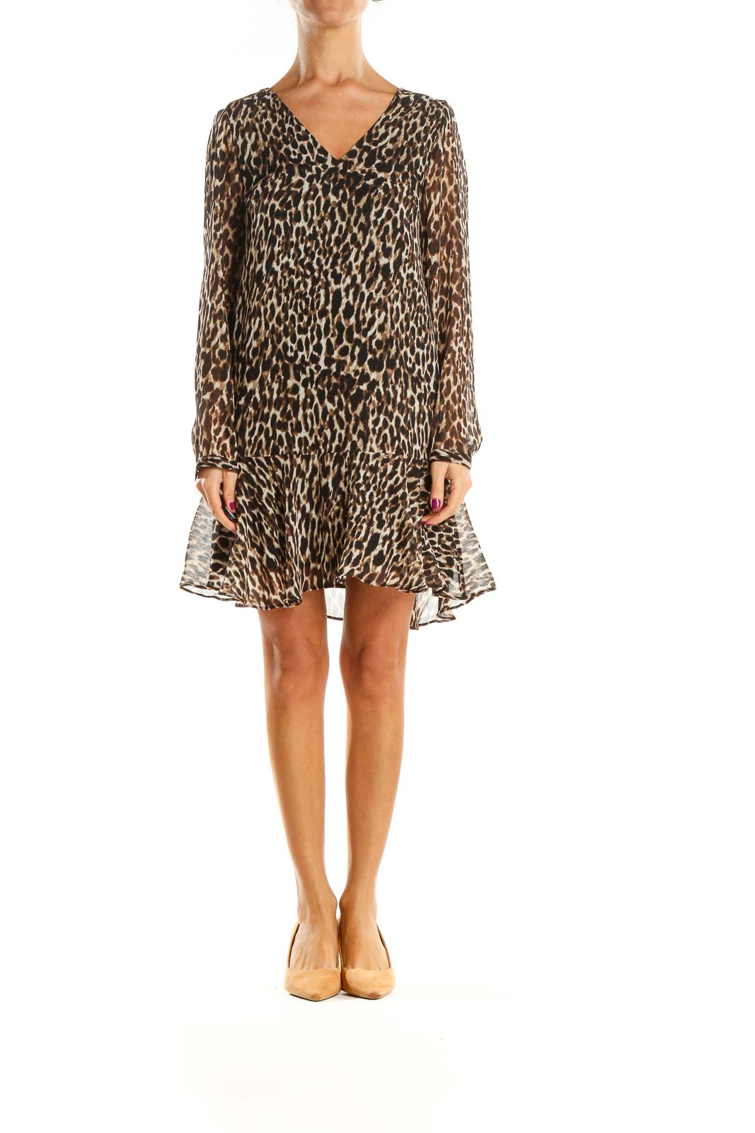 Black Animal Print Day Shift Dress