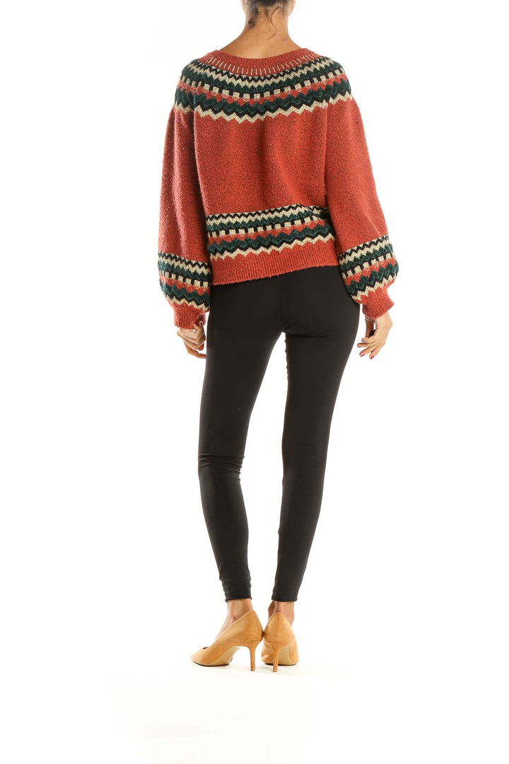 Red Printed All Day Wear Sweater