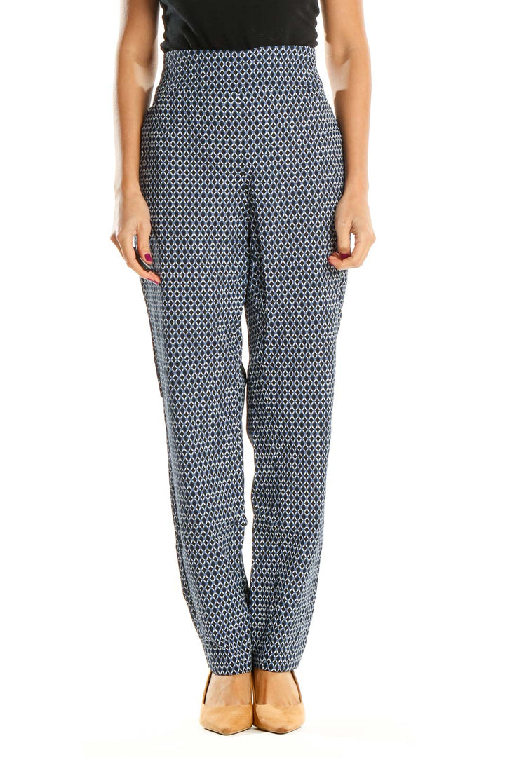 Blue Printed All Day Wear Trousers