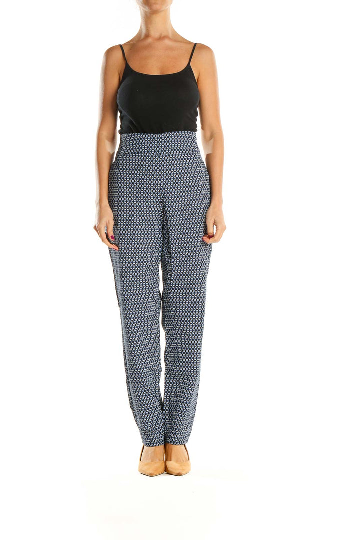 Blue Printed All Day Wear Trousers