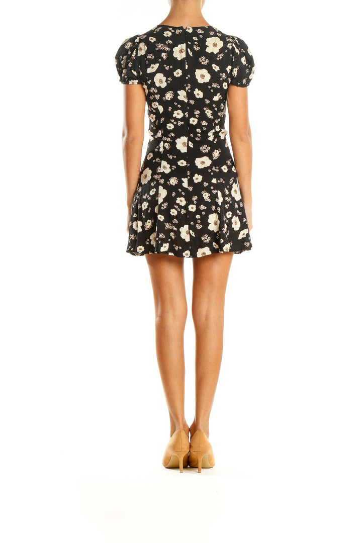 Black Floral Print Day Sheath Dress