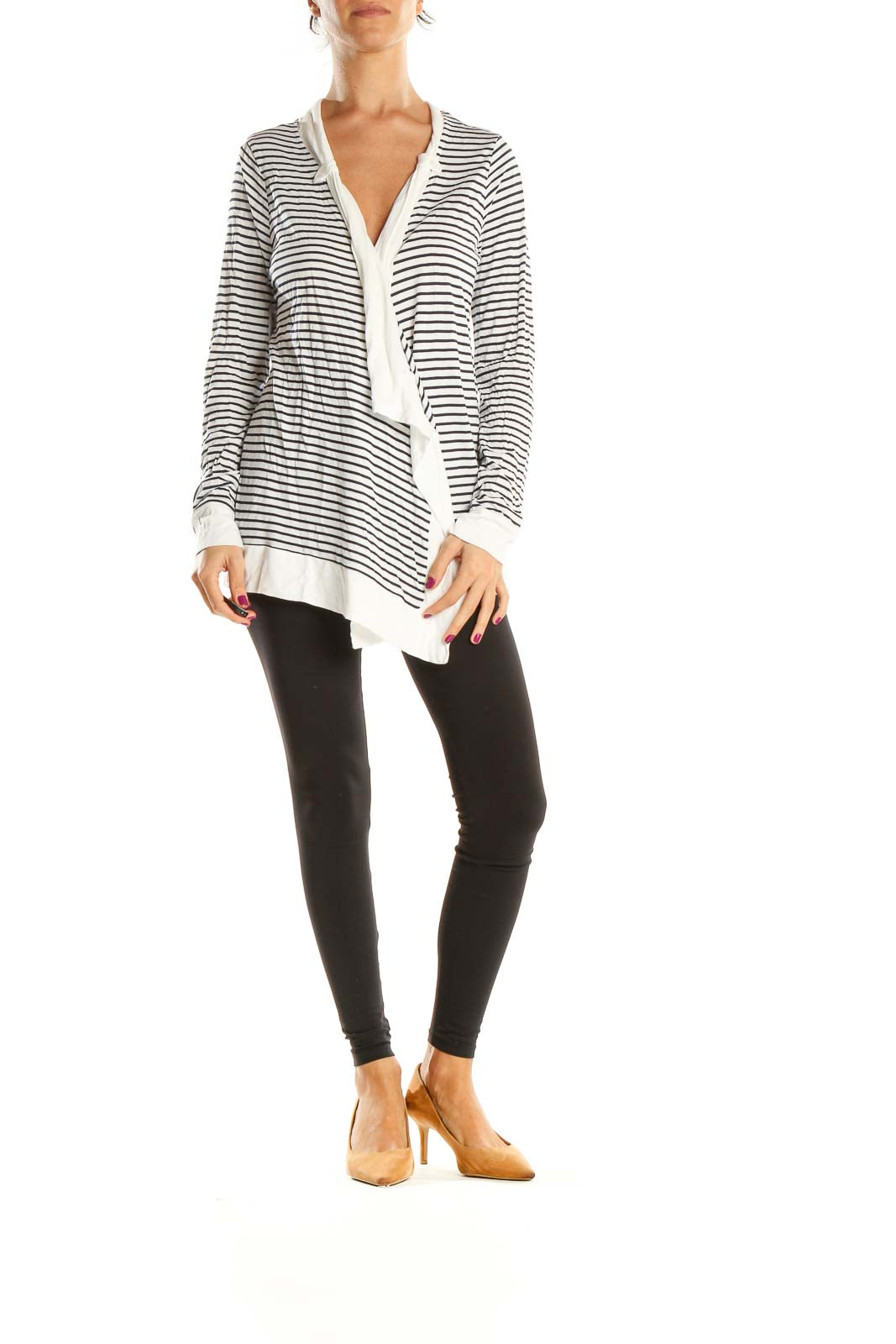 White Striped All Day Wear Blouse