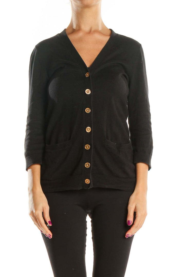 Black Solid Casual Blouse