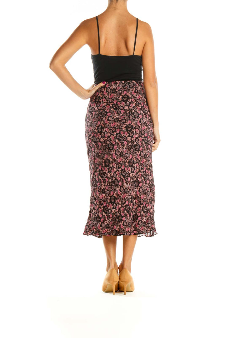 Brown Floral Print Bohemian A-Line Skirt