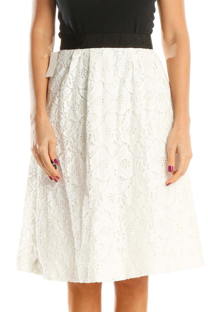 White Lace Chic A-Line Skirt