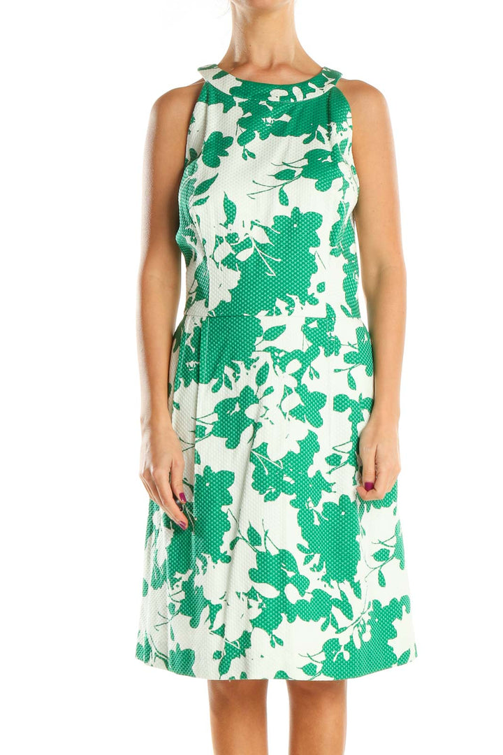 Green Floral Print Day Fit & Flare Dress