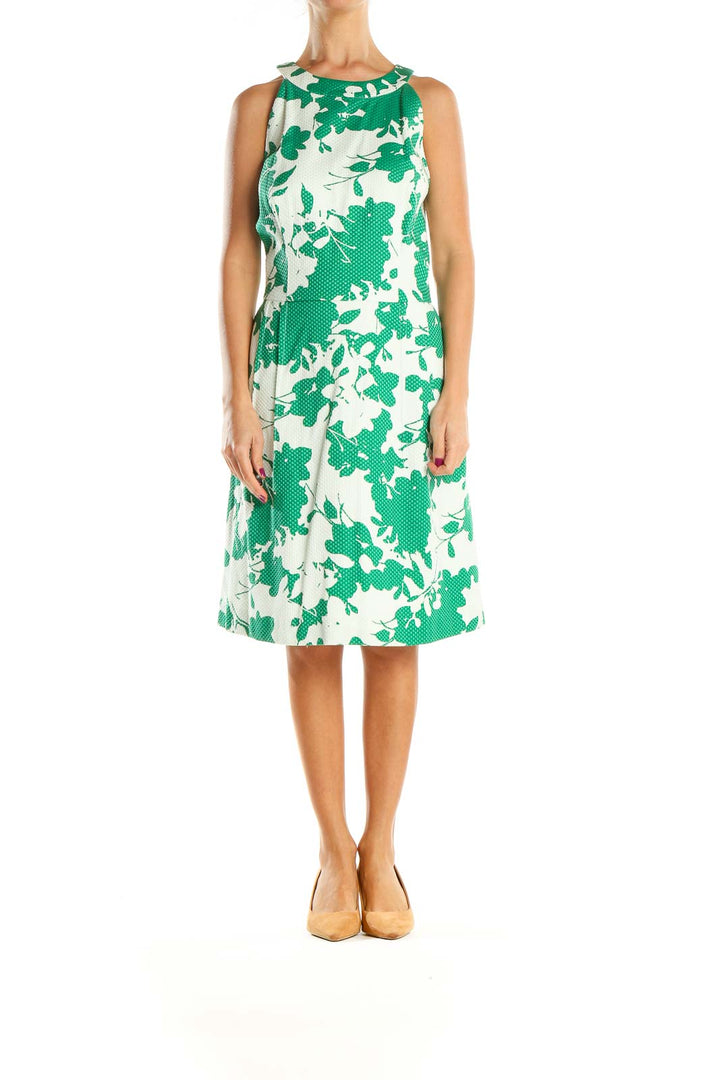 Green Floral Print Day Fit & Flare Dress