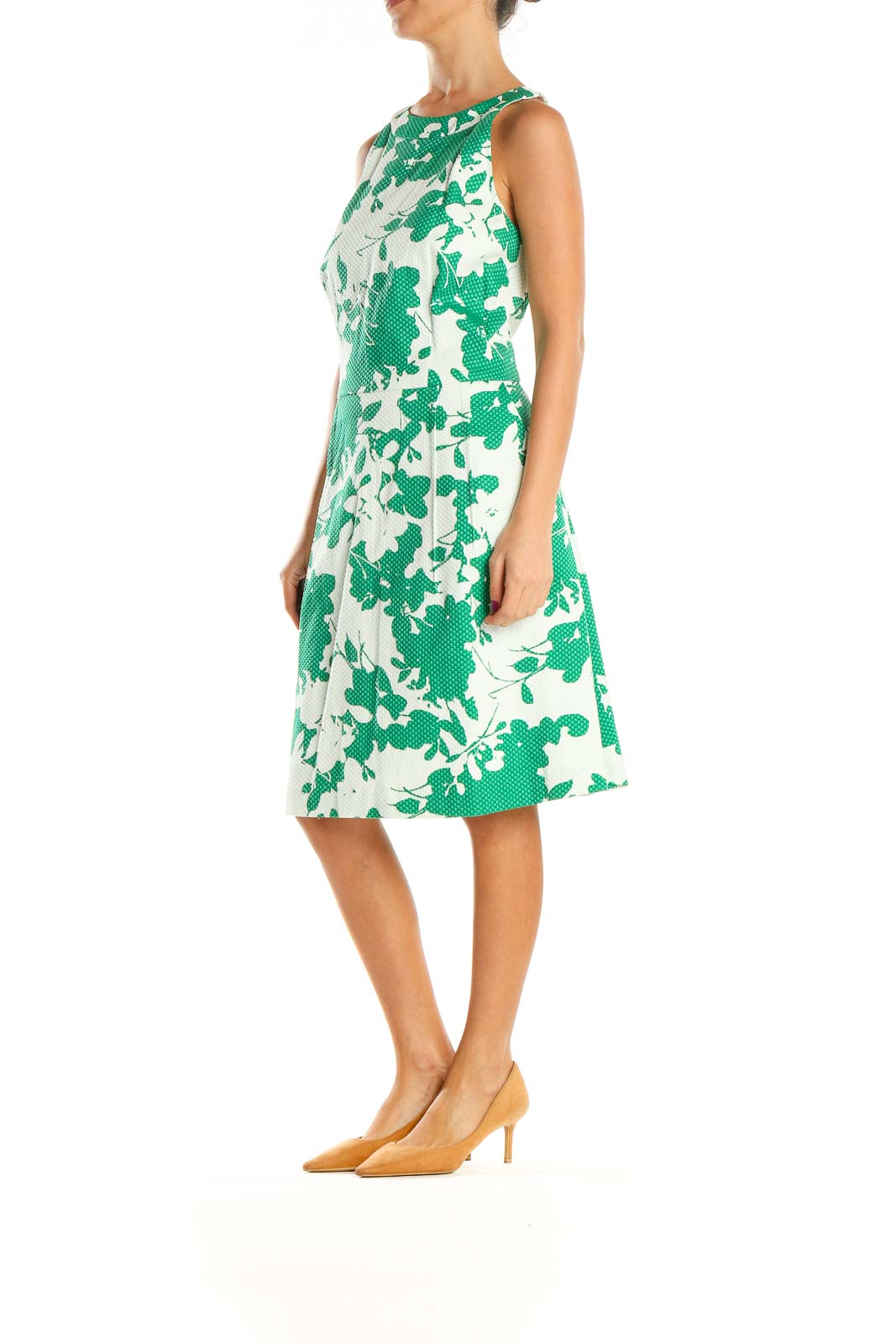 Green Floral Print Day Fit & Flare Dress