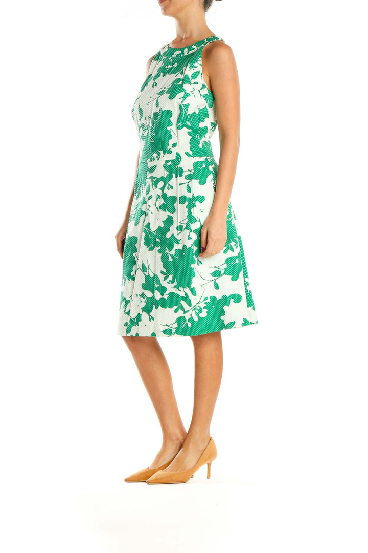 Green Floral Print Day Fit & Flare Dress