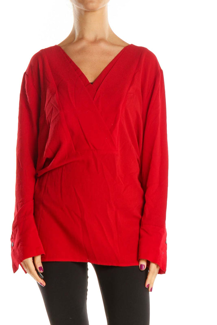 Red Solid All Day Wear Blouse