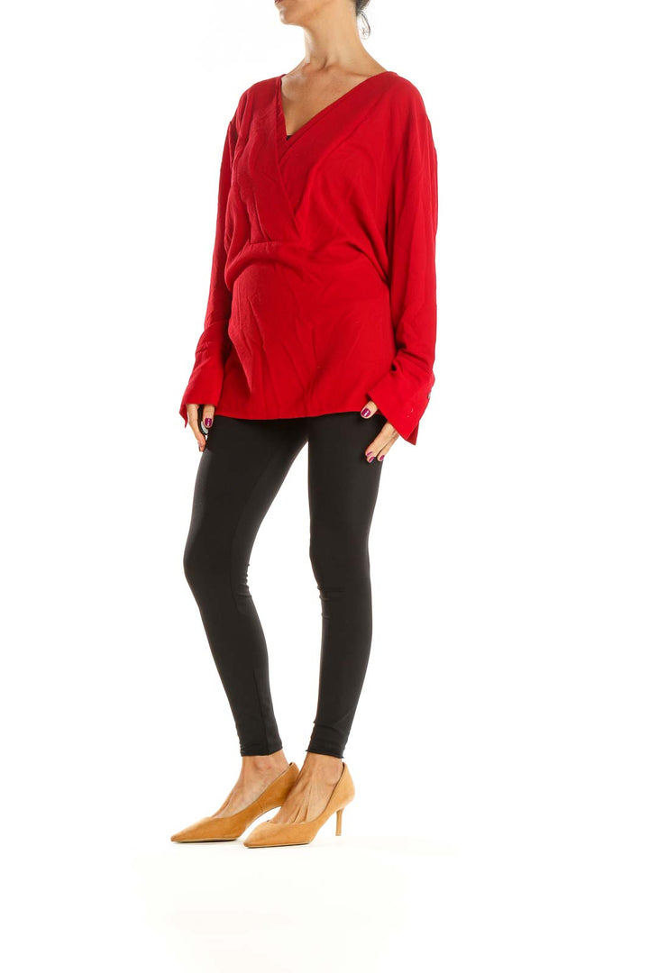 Red Solid All Day Wear Blouse