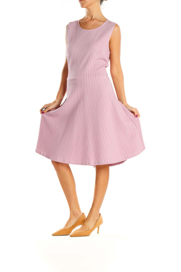 Pink Checkered Day Fit & Flare Dress