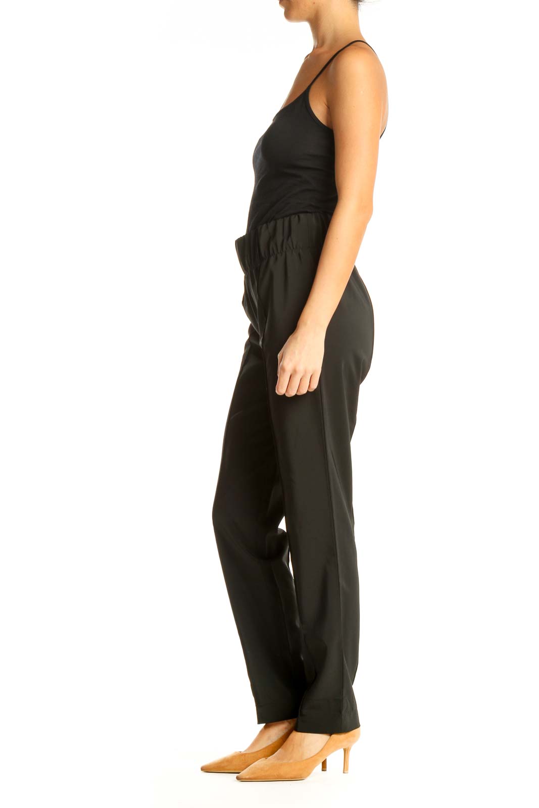 Black Textured All Day Wear Trousers