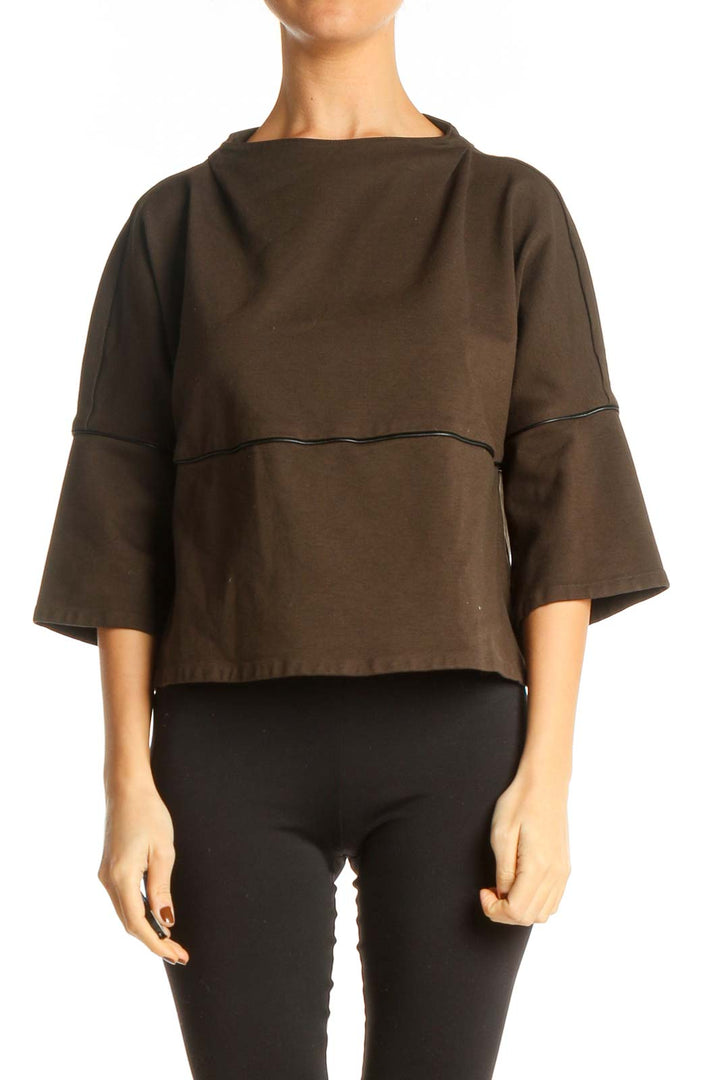 Brown Solid All Day Wear Blouse