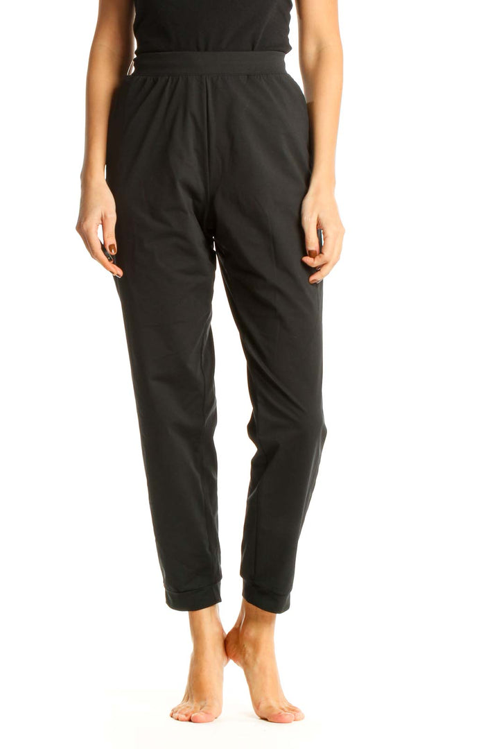 Black Textured Casual Sweatpants