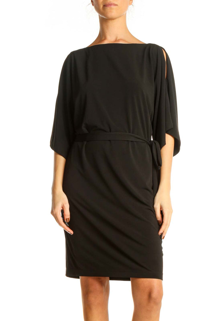 Black Solid Classic Sheath Dress