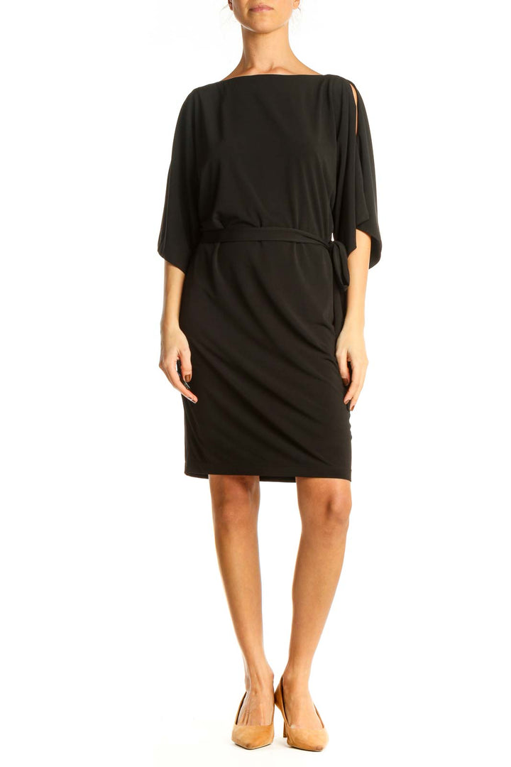 Black Solid Classic Sheath Dress