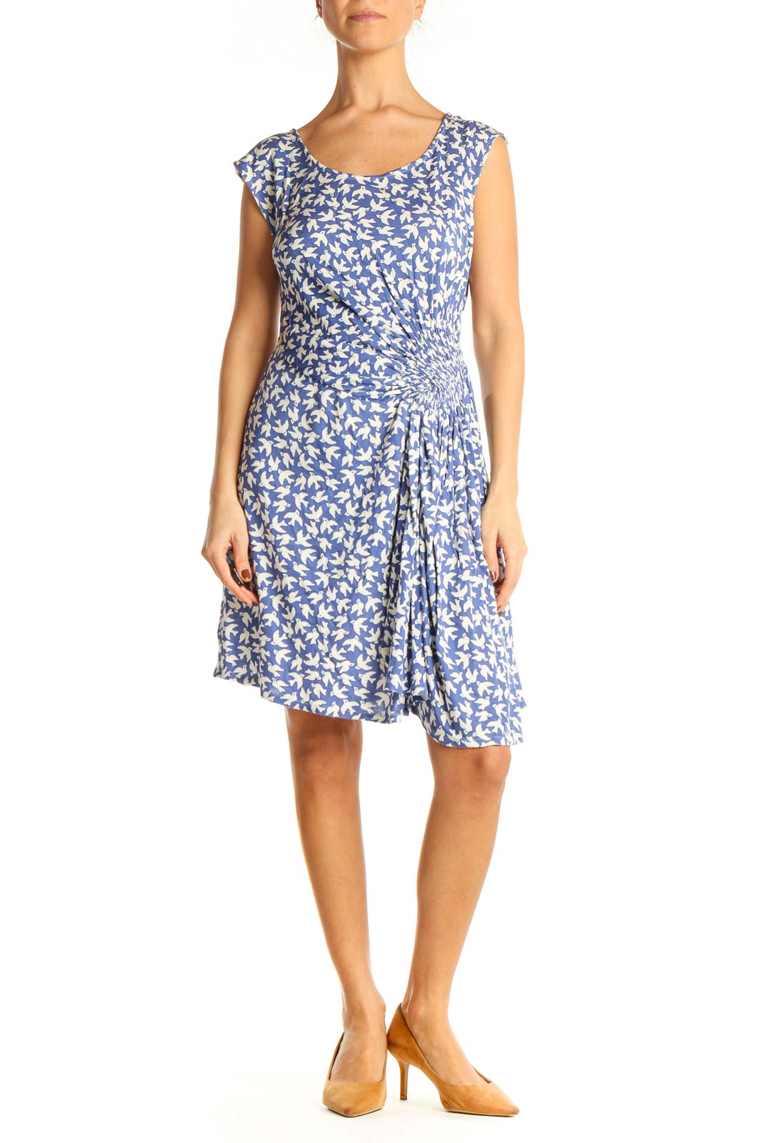 Blue Graphic Print Day Fit & Flare Dress