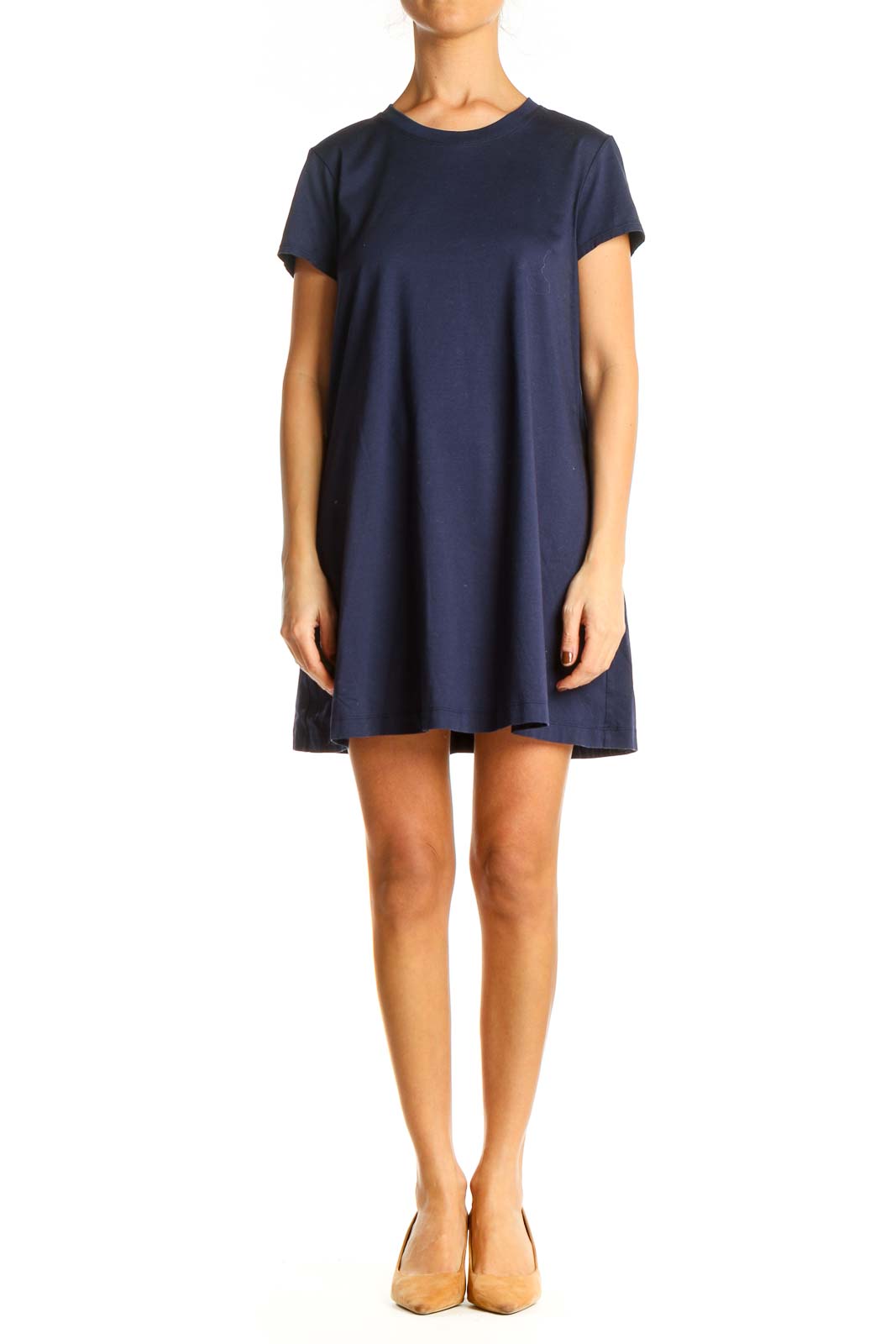 Blue Solid Day Shift Dress