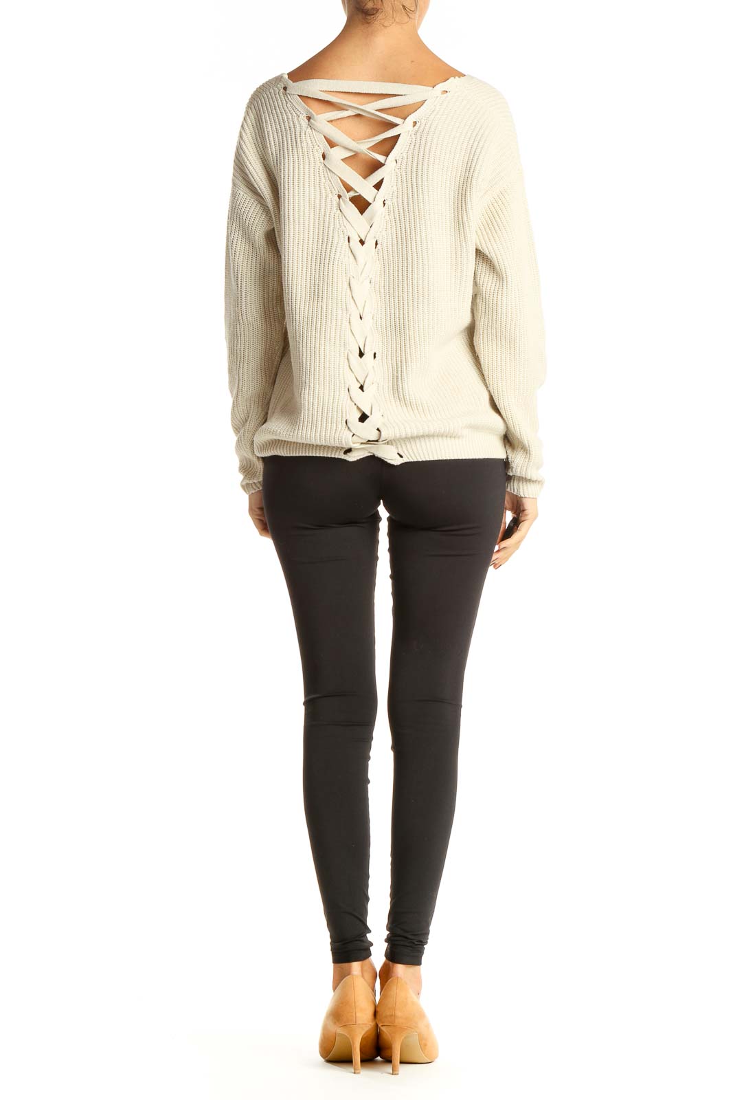 Beige Textured Classic Sweater