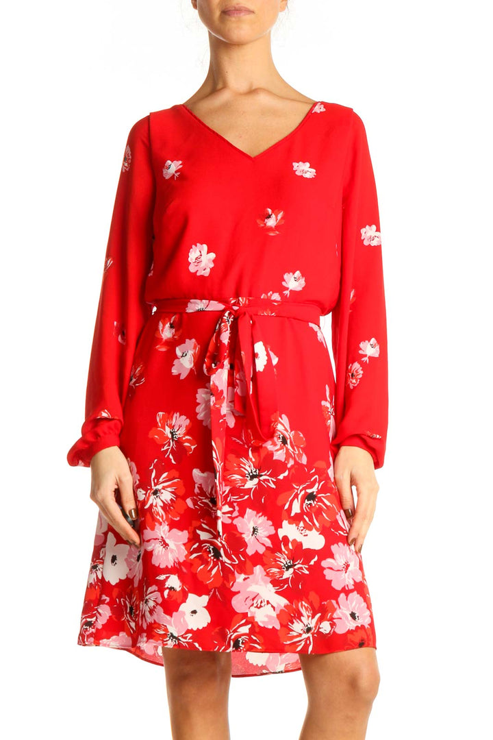 Red Floral Print Day Fit & Flare Dress