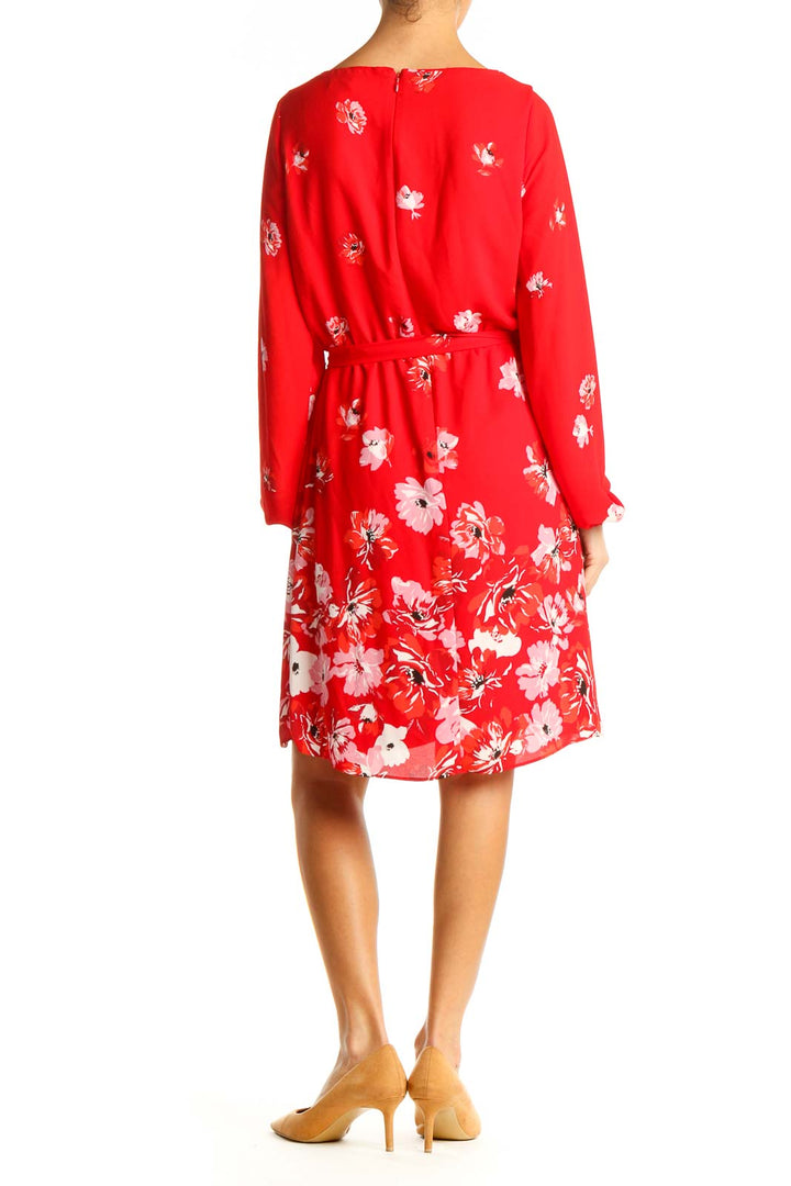 Red Floral Print Day Fit & Flare Dress