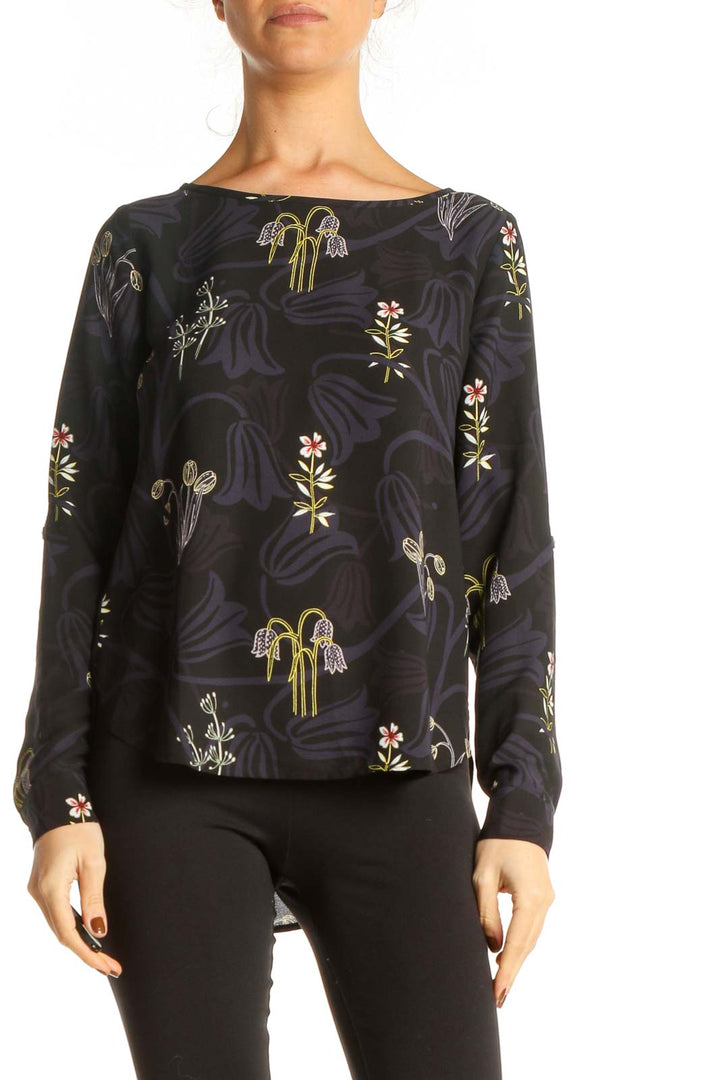 Black Floral Print Blouse