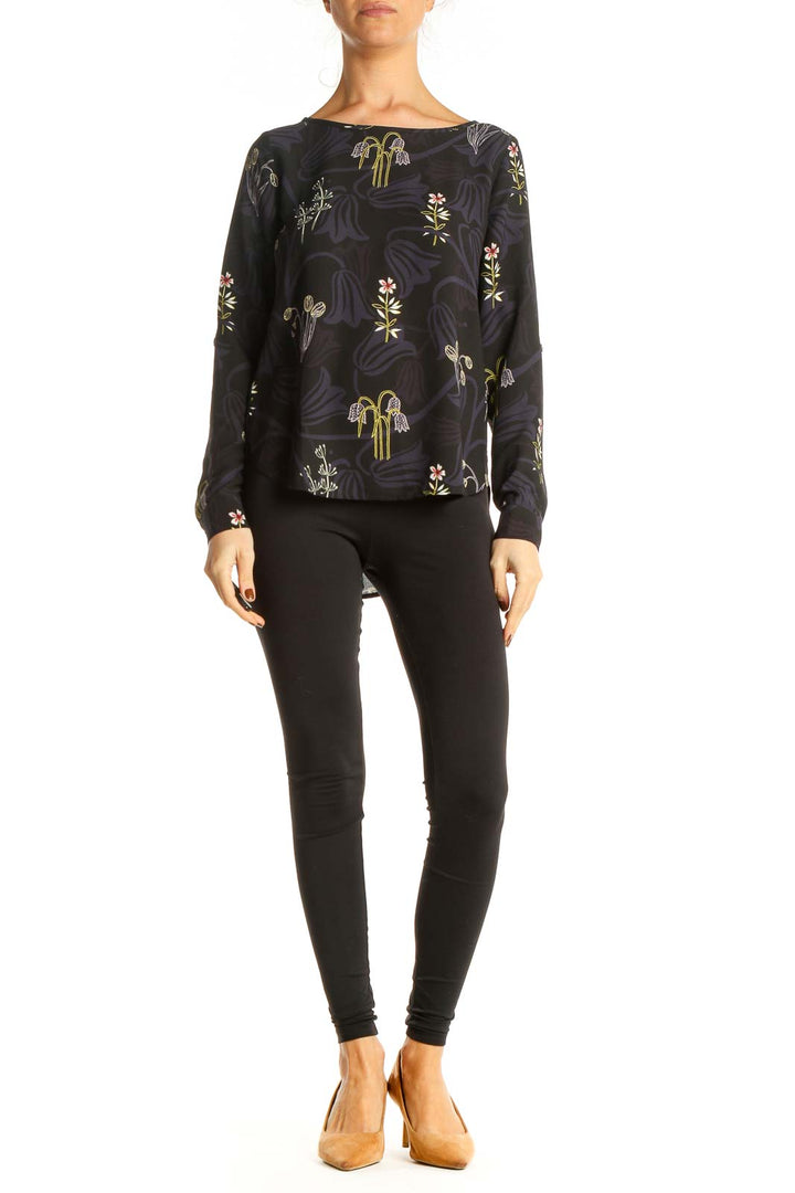 Black Floral Print Blouse