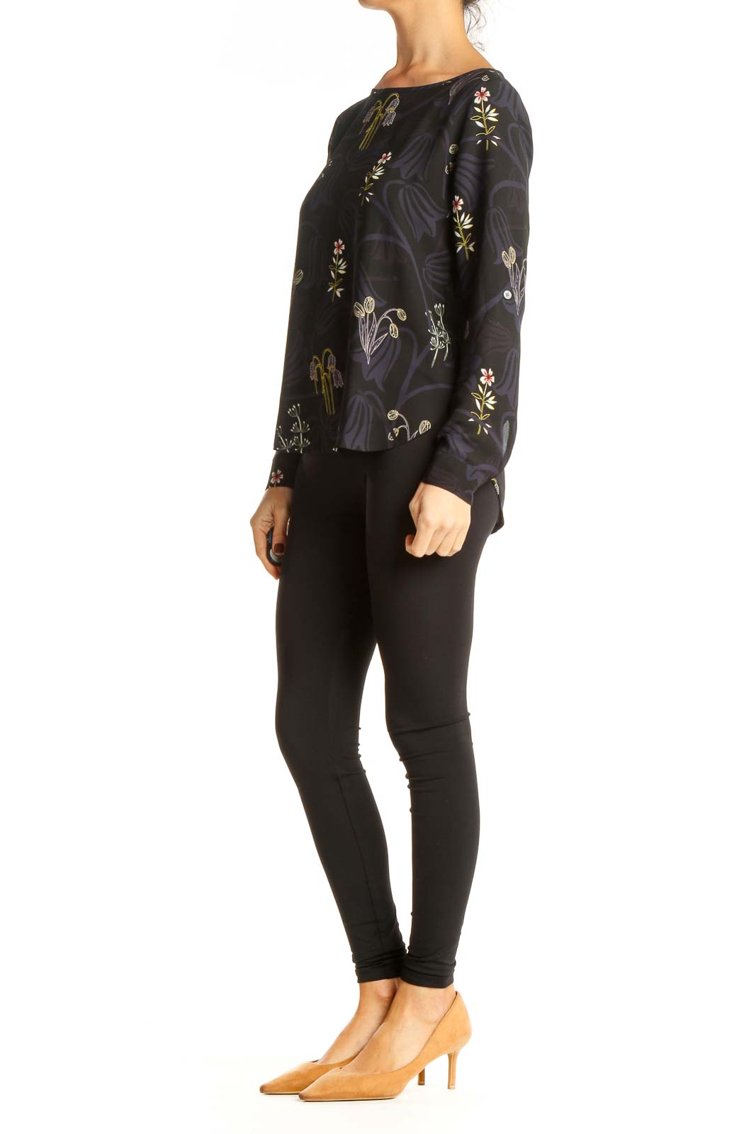 Black Floral Print Blouse