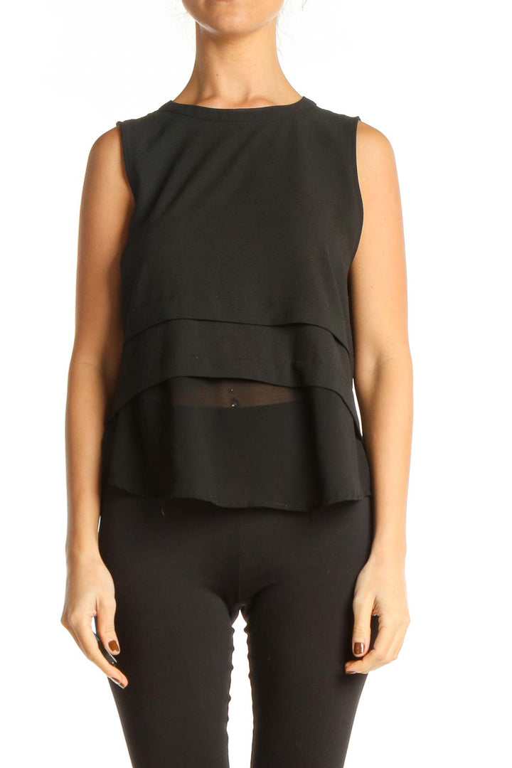 Black Solid Casual Blouse