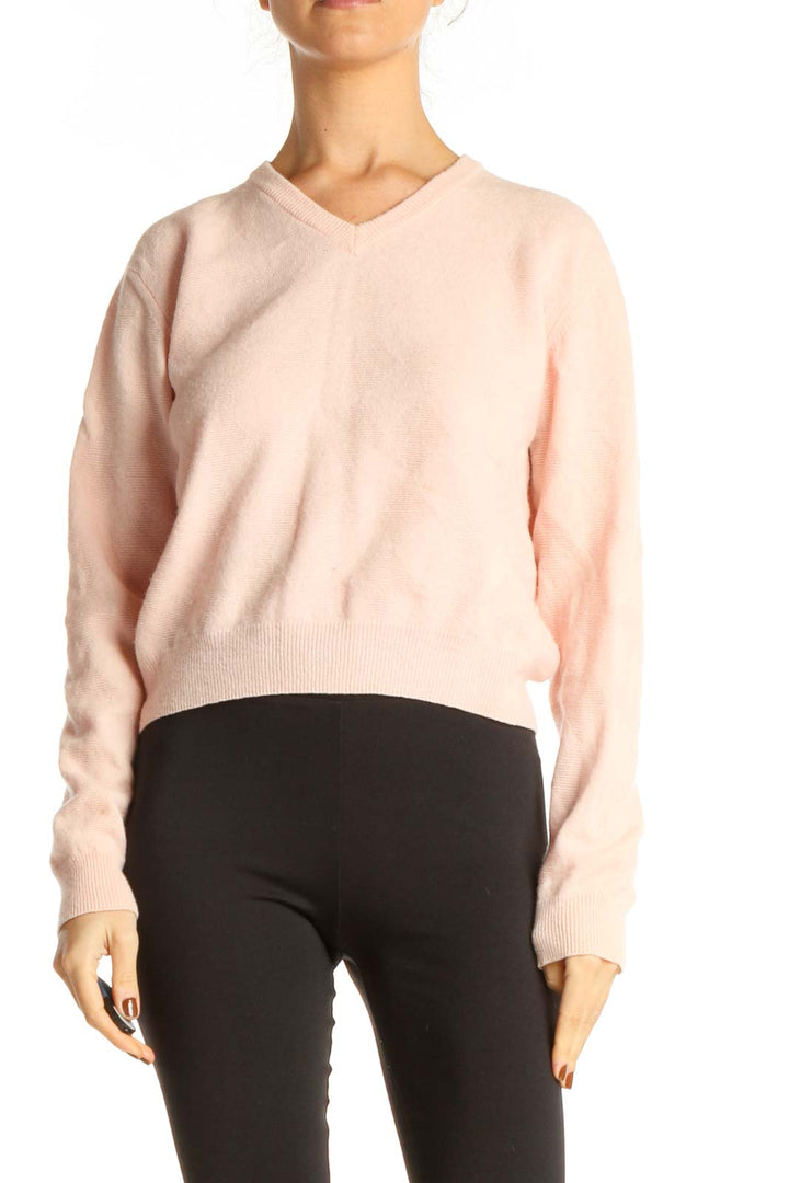 Pink Solid Casual Sweater